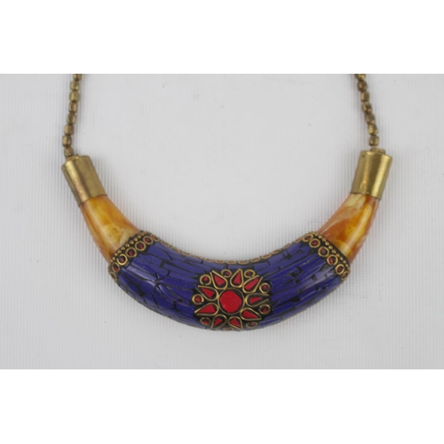 331 - 20thC African Style Necklace with inset stones