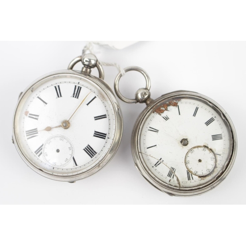 344 - 2 Edwardian Silver pocket watches with roman numeral dials