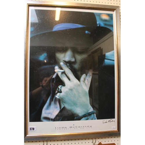 370 - Framed Print of Jimi Hendrix by Linda McCartney Portrait of an Era with Facsimile signature