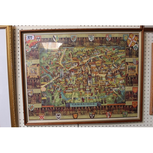 377 - Framed Print depicting the Cambridge colleges published by Cook, Hammond and Kell Ltd