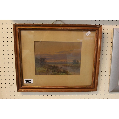 382 - J H Hunting, Framed watercolour of a Riverview Towards St Ives, Signed to bottom left