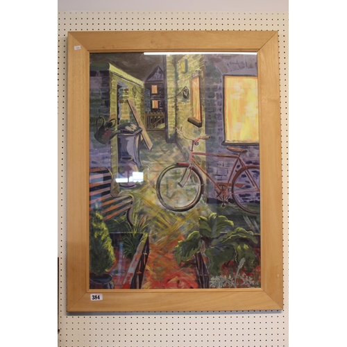 384 - Framed Gouache 'Steamy Summer night' by Sandra Hobson