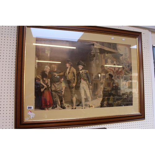 388 - Large Framed and mounted print of Nelson walking the streets of London