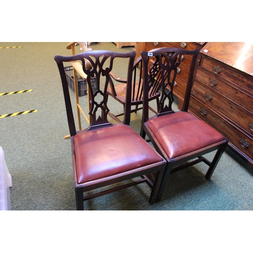 396 - Pair of Georgian dining chairs with drop in seats and straight supports