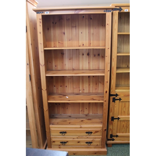 46 - Pine Bookcase with 2 drawers to base