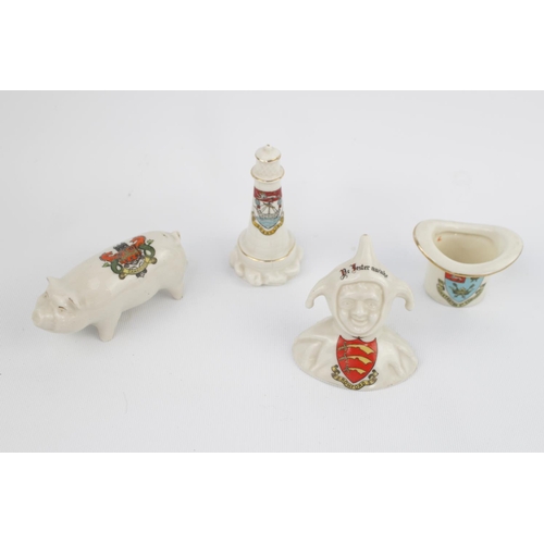 84 - Collection of 3 Crested China Pieces inc. Carlton China Jester with Romford Crest, Cambridge Crested... 