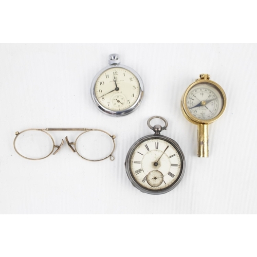 227 - Ingersoll Triumph Pocket watch, Silver cased pocket watch, Pair of Glasses and a a Part Jumelle Ecla... 