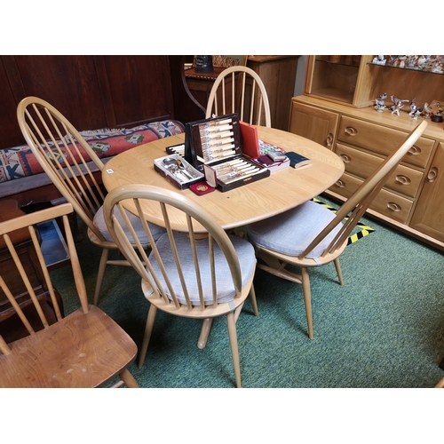 407 - Ercol Blonde Elm extending dining table and 4 matching Shaker style chairs