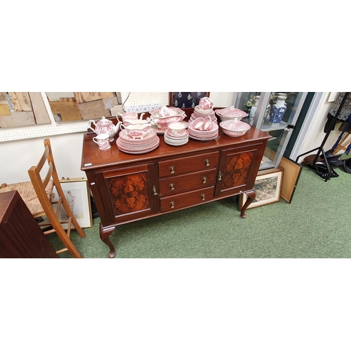 416 - Stained Mahogany sideboard with queen Ann legs and brass fittings