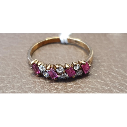 345 - Ladies 9ct Gold Diamond & Ruby Set Multi stone ring 1.6g total weight