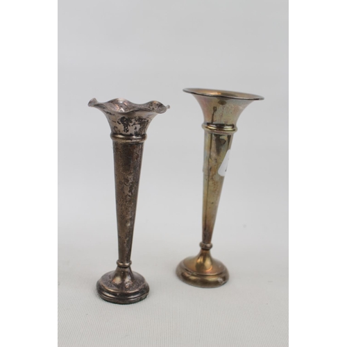 182 - 2 Silver Posy Vases, Birmingham 1908 by M Bros and Birmingham 1969, 129g total weight