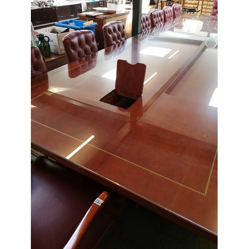 279 - High Quality Conference / Boardroom table and a Set of 16 Red Leather Button back boardroom chairs, ... 