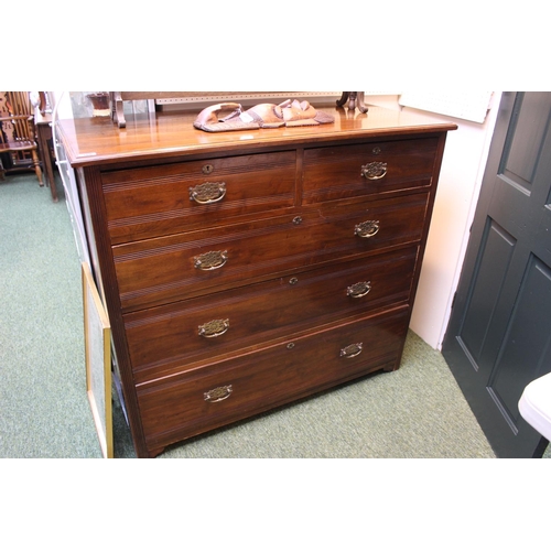 310 - Large Edwardian chest 2 over 3 draws with brass drop down handles