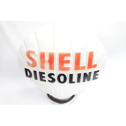 24 - Shell Dieseline Petrol Pump Globe of White Glass background with Red and black lettering, with rubbe... 