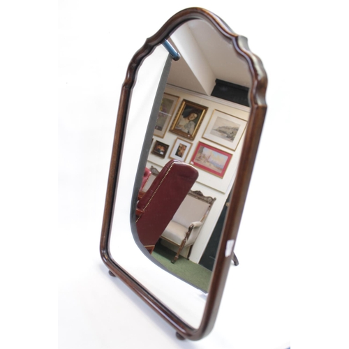 50 - Edwardian Stained Walnut shaped dressing table mirror on stand 49cm in Height