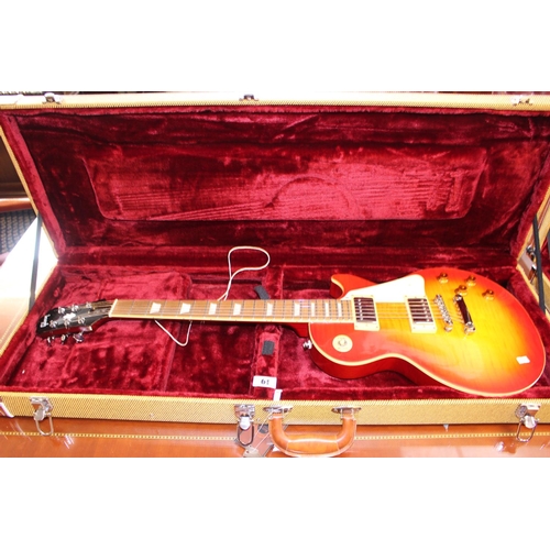 61 - Cased (Replica) Gibson Style Les Paul Standard Sunburst Guitar