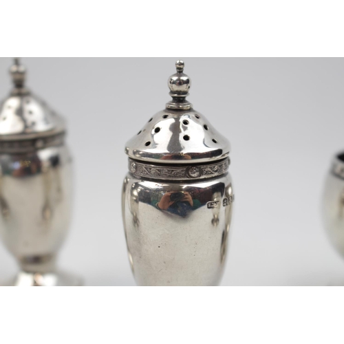 155 - Interesting Celtic Rim design Six Piece Cruet Set by Ernest W Haywood, Birmingham 1936, 204g total w... 