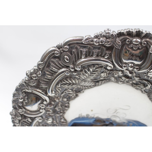 157 - George IV Heavy Gauge Silver Embossed Bowl, engraved to bowl by S C Young and Co, Sheffield 1824, 45... 