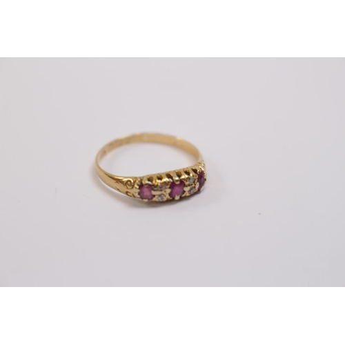 181 - 18ct Gold Ladies Ruby & Diamond set ring 2.2g total weight