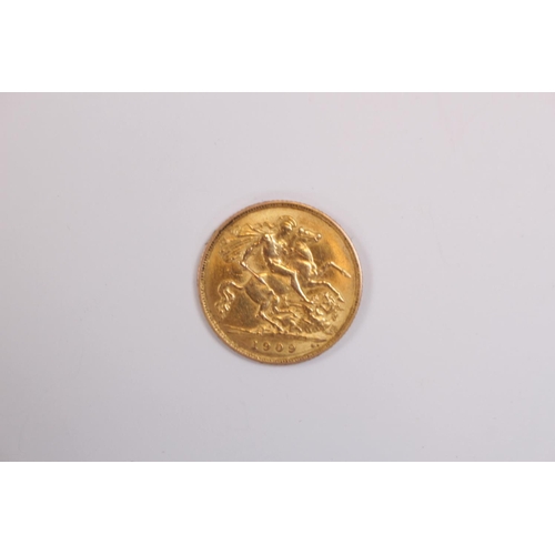 187 - 1909 Half Sovereign in good overall condition