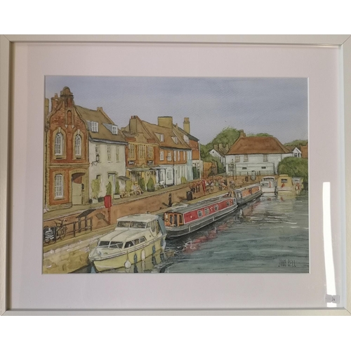 290 - Local Interest; John Bell watercolour of a view by the Quay St Ives, 38 x 29cm