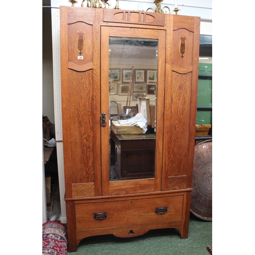 301 - Edwardian Oak Wardrobe with inset decoration