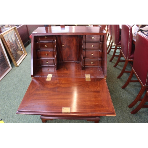 303 - Good Quality 20thC Heavy Rosewood brass bound fall front bureau with brass drop handles and bracket ... 