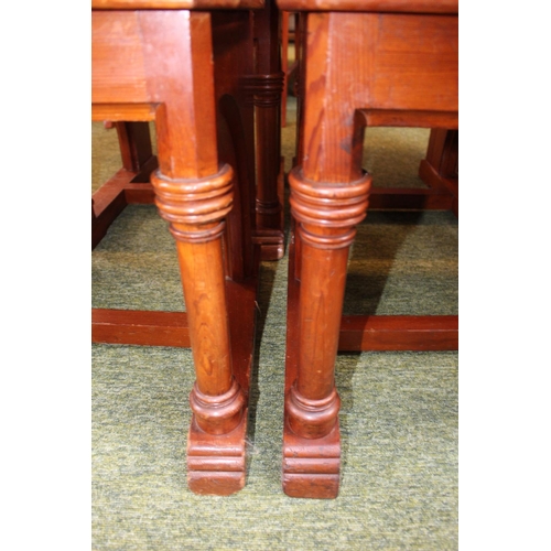 304 - Set of 4 Victorian Pitch Pine Church Chairs in the style of Pugin