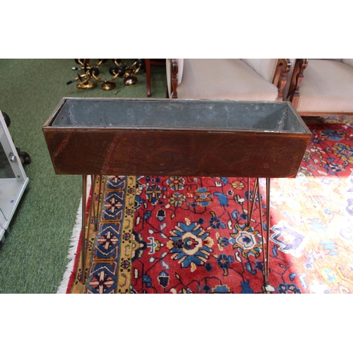 307 - Interesting Rectangular copper trough on tapering wire legs