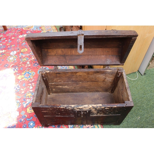 311 - Antique Pine Domed trunk with metal fittings