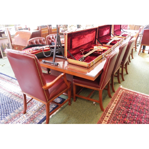 317 - High Quality Conference / Boardroom table and a Set of 16 Red Leather Button back boardroom chairs, ... 