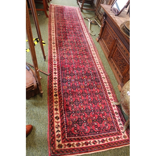 337 - Long Red ground Persian Runner 355cm by 79cm