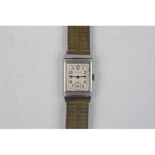 198 - Jaeger Le Coultre & Co Reverso 17 Jewel Late 1930's steel rectangular, serial number 16191 on non JL... 