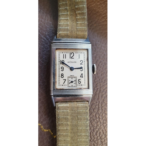 198 - Jaeger Le Coultre & Co Reverso 17 Jewel Late 1930's steel rectangular, serial number 16191 on non JL... 