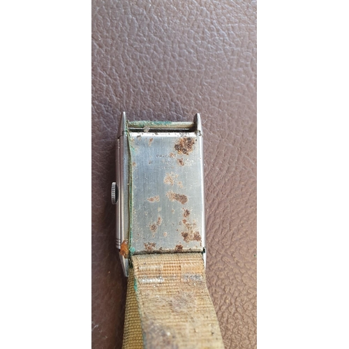 198 - Jaeger Le Coultre & Co Reverso 17 Jewel Late 1930's steel rectangular, serial number 16191 on non JL... 