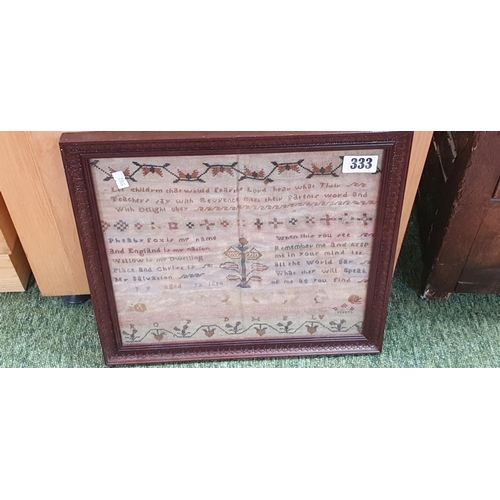 333 - Framed 19th Sampler dated 1810, Religious text Initialled PF aged 12