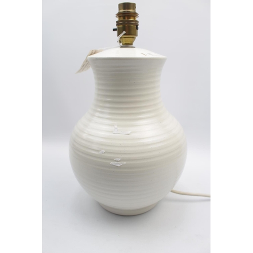 128 - Moorcroft Blanc De Chine Lamp Base of ribbed form