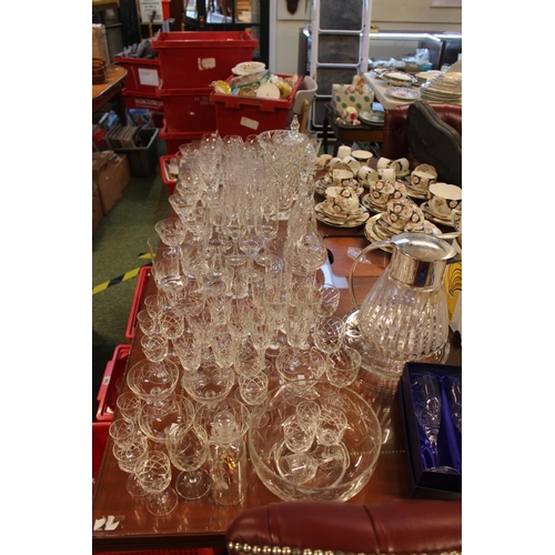 192 - Very Large Collection of good quality Glass and Crystal inc. Water Jug, Decanters, Vases etc