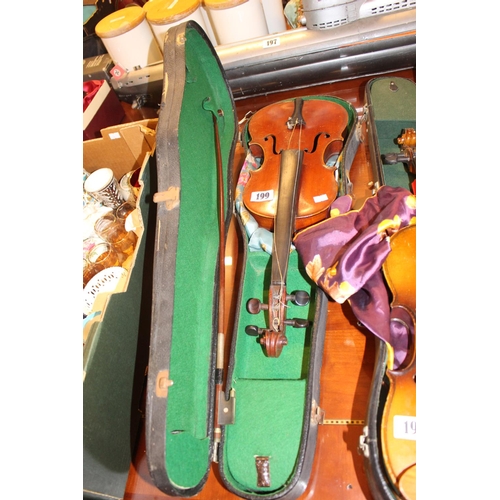 199 - Edwardian Students Violin in case with bow