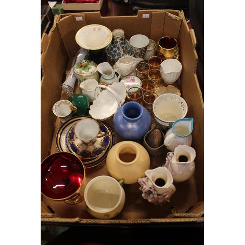 200 - Box of assorted 19thC and later ceramics to include Poole, Coalport, Crown Staffordshire etc