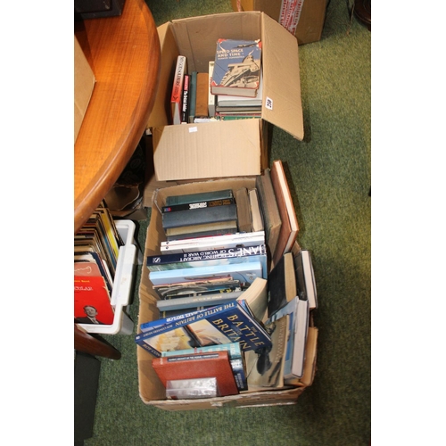 250 - 2 Boxes of assorted Military Books inc. Janes fighting Aircraft, The Somme, The Battle of Britain, D... 