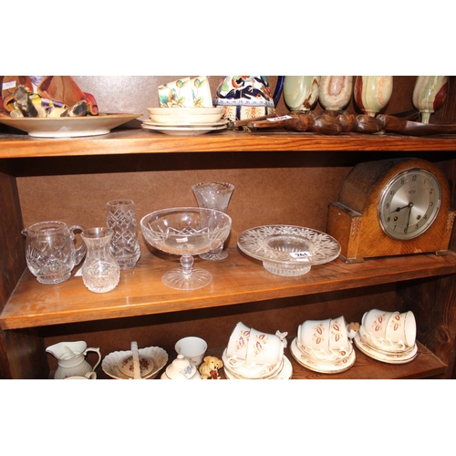 261 - collection of good quality Crystal and glassware and an Oak cased Garrard mantel clock