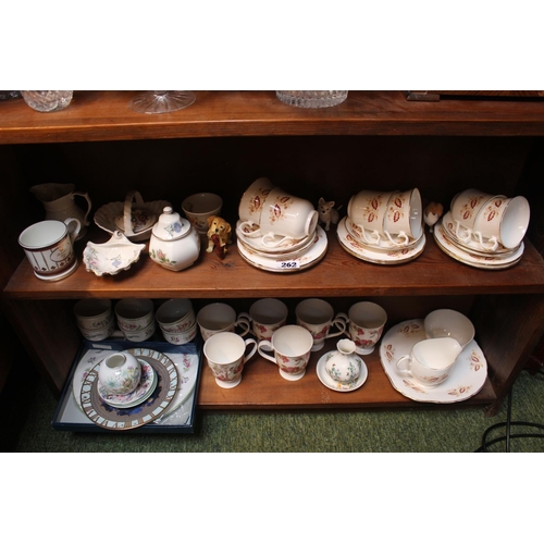 262 - 2 Shelves of assorted ceramics inc. Royal Osborne, Aynsley etc