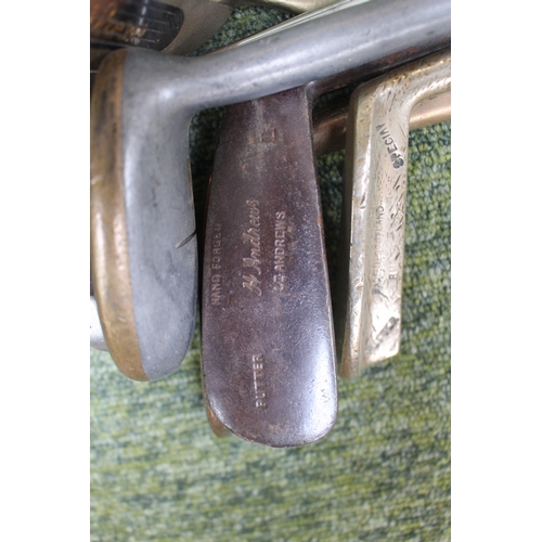 93 - Collection of Vintage Golf Clubs inc. St Andres of Glasgow 1915, Dunlop Dow Finster Match, St Andrew... 