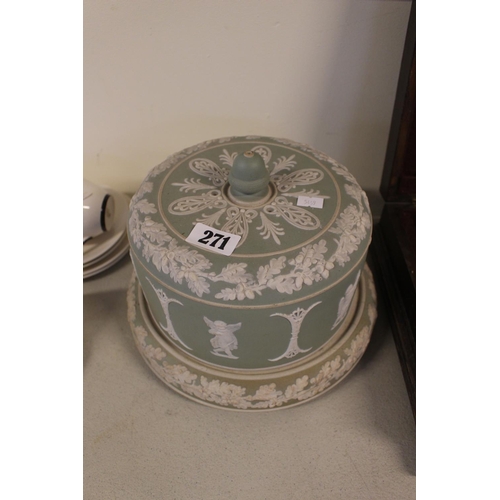 271 - 19thC Jasperware cheese over on base