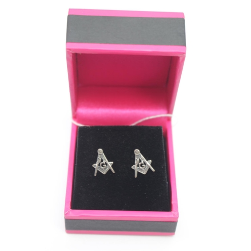 284 - Pair of Silver Masonic Style Earrings