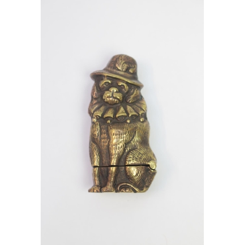 286 - Brass Vesta Case in the Form of a Dog with Hat