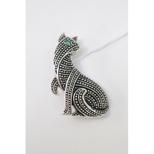 292 - Silver Lea Stein style Cat Brooch