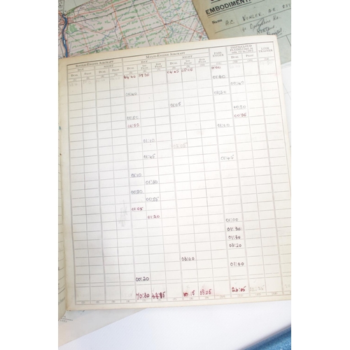 318 - WW2 RAF Flying Log book and ephemera. Pilots log book from January 1943 to December 1944. Named to S... 