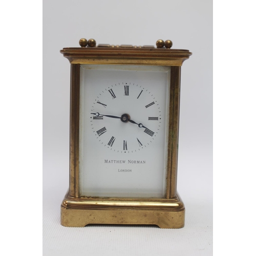 322 - Matthew Norman of London Brass cased carriage clock